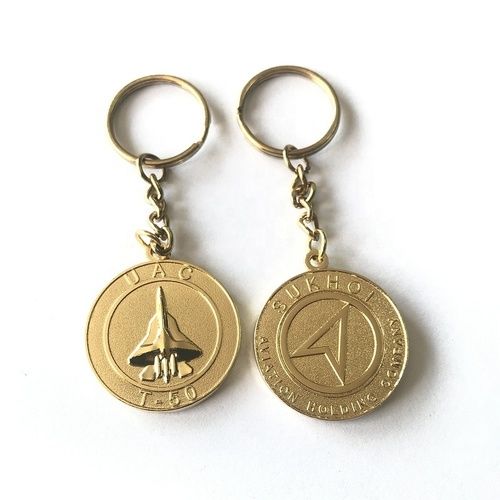 Fancy Gold Plated Metal Keychain - Smooth Finish, Custom Designed for Personal Use or Gifting, Individual Polybag or Gift Box Packing