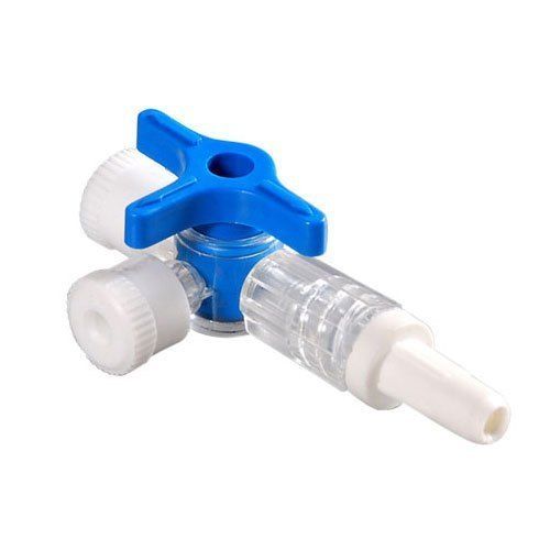 White And Blue Plastic Three Way Stop Cock