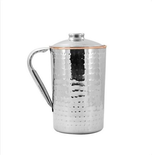 Silver Stainless Steel Hammered Jug