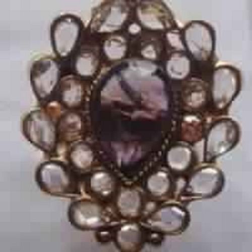 Antique Copper Alloy Purple White Stone Ring Gender: Women