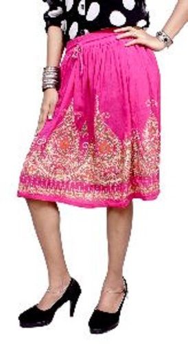 Various Colors Are Available Indian Rayon Boho Embroidered Sequin Work Short Skirt