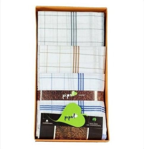 Mens Checked White Handkerchief