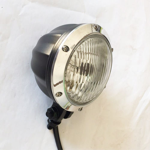 Black Housing+ Clear Lens /(+ Polish Bezel) Vintage Custom Motorcycle H4 Led Headlight