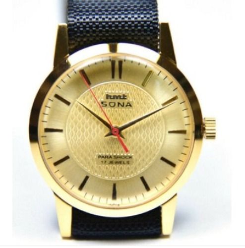 Golden Mens Black Strap Wrist Watch