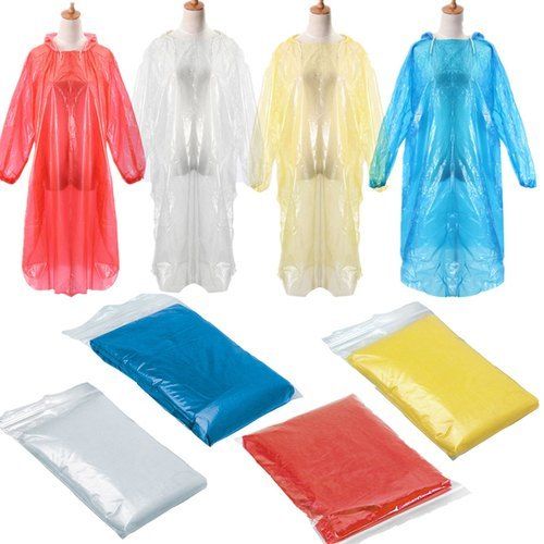 Yellow Round Neck Disposable Plastic Raincoat