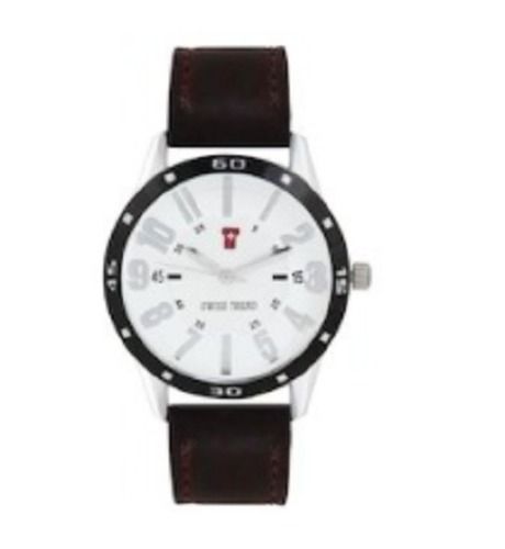 Mens White Dial Wrist Watch Color Of Band: Black