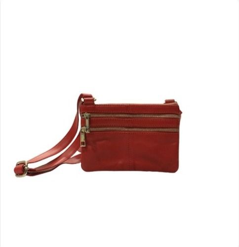 Ladies Red Leather Sling Bag Size: As Per Demand