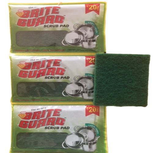 Brite Guard पॉलिएस्टर और पॉलिएस्टर ब्लेंड स्क्रब पैड 15x10 Cms हरा - 400 Pcs