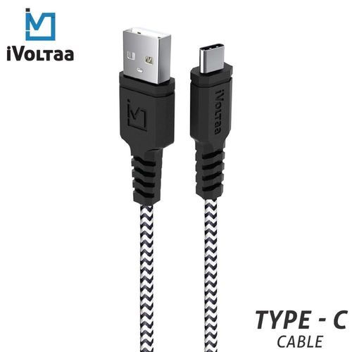  Ivoltaa Rugged Mk2 टफ अनब्रेकेबल ब्रेडेड टाइप C USB-C केबल - 1.5 मीटर, सफ़ेद और काला