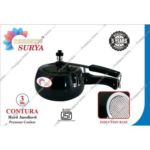 Prodigious Surya 3l Contura Hard Anodized Pressure Cooker - Induction Base