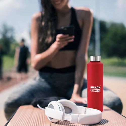 Nirlon Lagoon Stainless Steel Bottle Red 1000 Ml