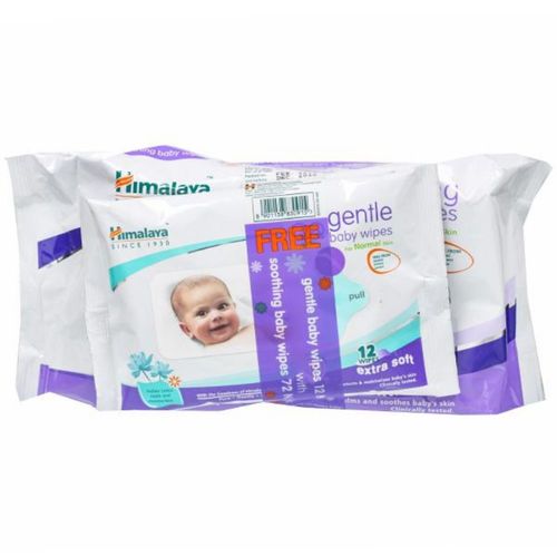 हिमालया सूथिंग बेबी वाइप्स 72s और जेंटल बेबी वाइप्स 12s फ़्री - 7003090