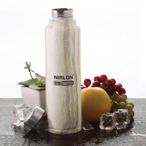 Nirlon Aqua Stainless Steel Bottle White Marble 1000 Ml