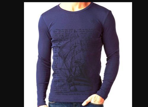 Trendy Blue Full Sleeve Mens T-Shirt