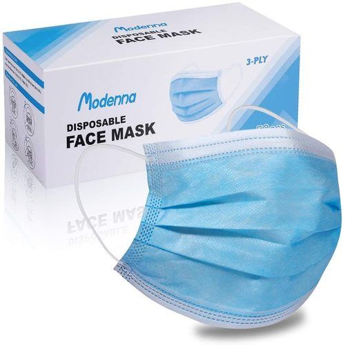 Modenna Blue Disposable 3 Ply Face Masks Age Group: Adults