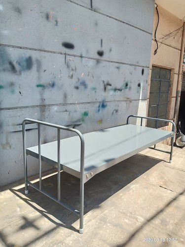 Grey Stainless Steel Plain Hospital Bed