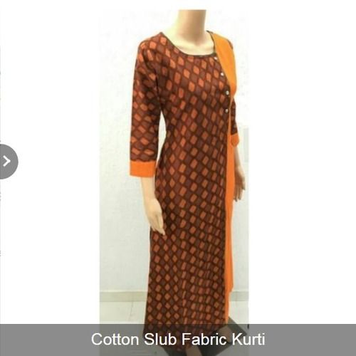 Multicolour Cotton Slub Fabric Kurti