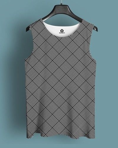 Multicolor Grey Box Printed Men Sando