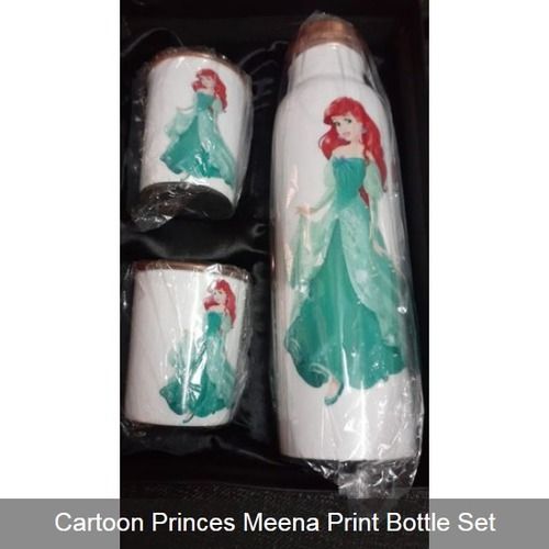 White Cartoon Princes Meena Print Bottle Set