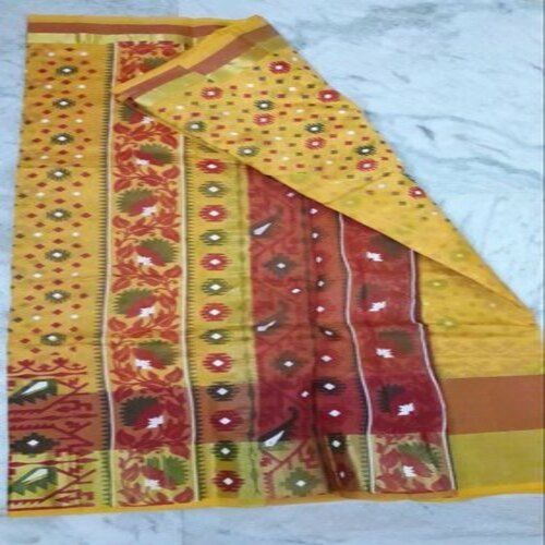 All Printed Jamdani Print Cotton Saree With Blouse