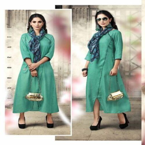 Anti Wrinkle 3/4Th Sleeves Designer Cotton Kurti