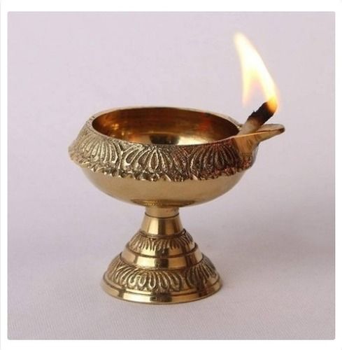 Golden Brass Kuber Diya With Stand