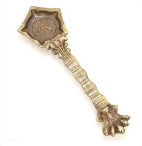 Easy To Clean Brass Temple Worship Spoon Cum Diya