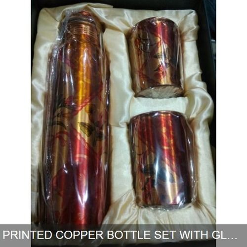 Printed Copper Bottle Set with Glass