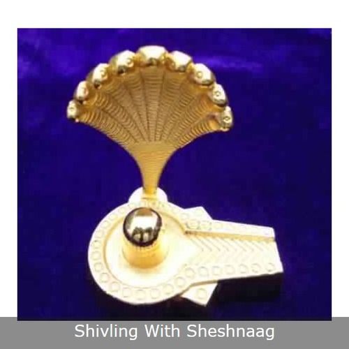 Handmade Brass Shivling With Sheshnaag