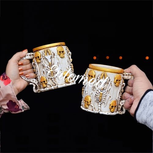 White-Gold Marble Culture Mugs Set Of 2