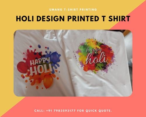 White Holi T-Shirts For Men And Women