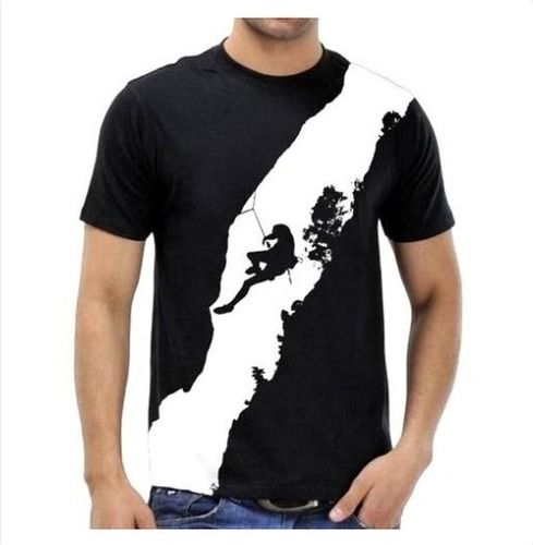 Mens Black And White Cotton T Shirt