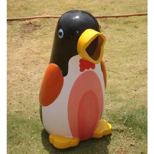 Multicolor Small Penguin Frp Dustbin