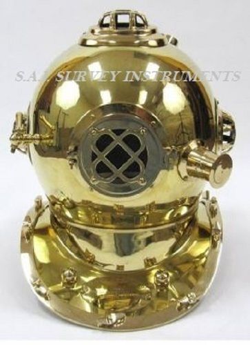 Brass Diving Helmet Mark IV with Wooden Base