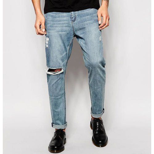 Blue Mens Denim Party Wear Jeans