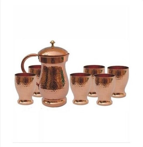 Hammered Copper Jug And Glass Set