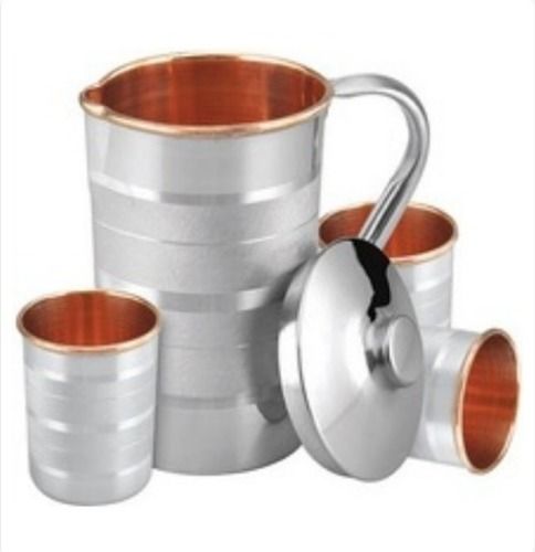 Silver Ss Copper Jug And Glass Set