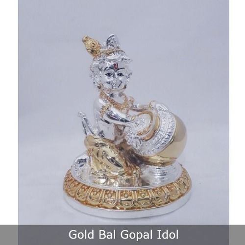 Gold Plated Bal Gopal Idol Height: 5 Inch (In)