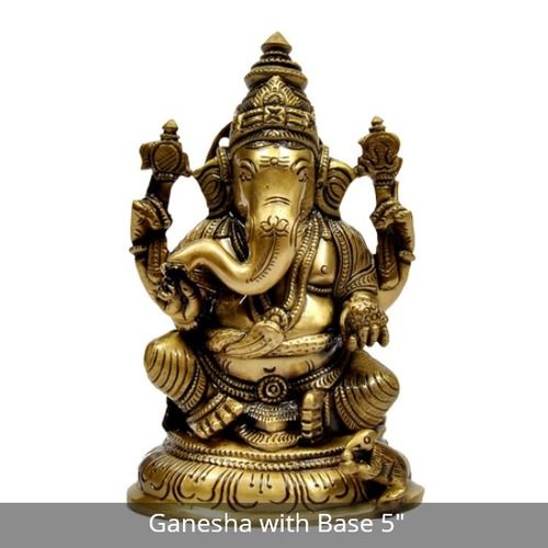 Eco-Friendly Brass Ganesha Statue With Base 5 Inch