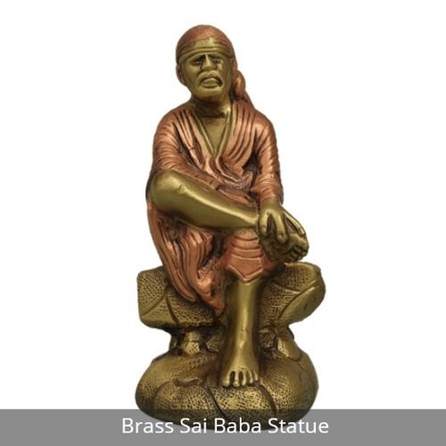 Easy To Clean Polished Brass Sai Baba Statue