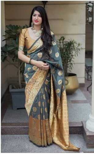 Buy Buy Women's Rama Green Silk Blend Readymade Saree Blouse Online -  (SSB4416-RMGR) — Karmaplace