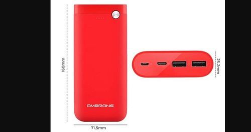  एम्ब्रेन 20000Mah डुअल यूएसबी मोबाइल फोन पावर बैंक चार्जर बॉडी मटेरियल: प्लास्टिक 