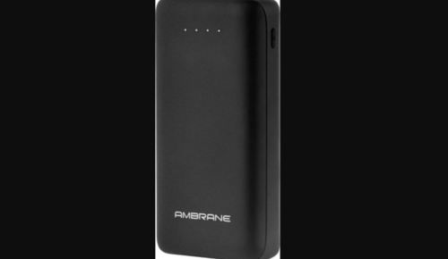 Black Ambrane Dual Usb Lithium Polymer Power Bank Charger