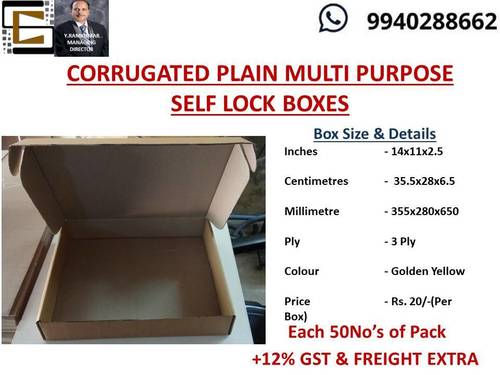 Yellow Corrugated Plain Multi Purpose Self Lock Boxes