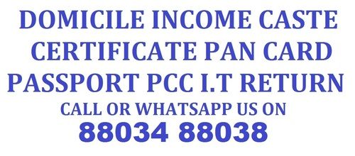 Domicile Income Certificate Pan Card Passport Services