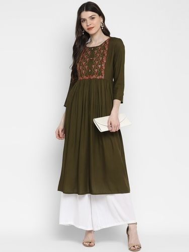 Mahanadi Green Party Wear Rayon Kurti