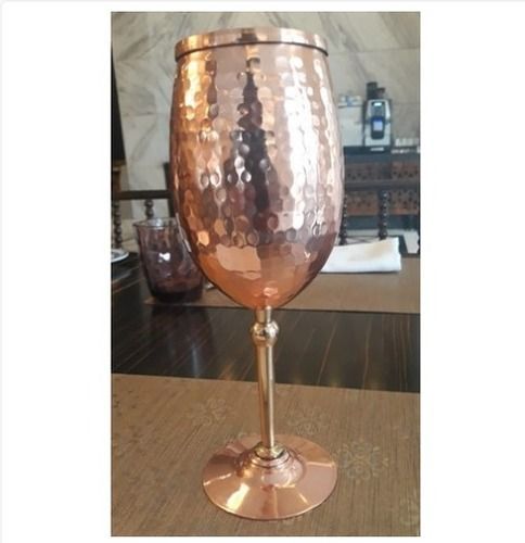 Metal Copper Hammered Goblet Glass