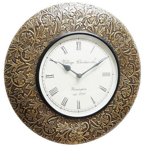 Brown Full Brass Round Clock