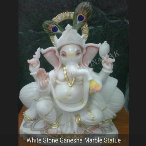 Easy To Clean White Marble Lord Ganesha Idol