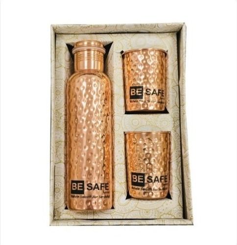 Metal Hammered Pure Copper Bottle Set